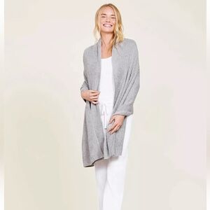 Barefoot Dreams Cozy Chic Lite Travel Shawl Blanket Wrap Sweater  Gray One Size